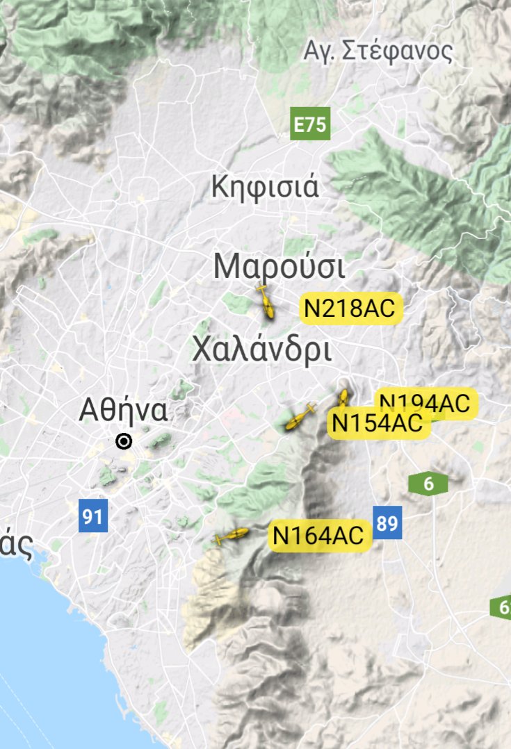 landingsgr's tweet photo. Aerial means #firefighting earlier and #now at #Vyronas, north west of #Hymettus:
⏩ @EricksonInc #S64E #Skycrane:
N154AC, N164AC, N194AC, N218AC
⏩ @pyrosvestiki #AS332: SX-HFF
⏩ #HellenicAirForce #CL215: 1039
& #CL415: 2044, 2049 https://t.co/kIyead6p14