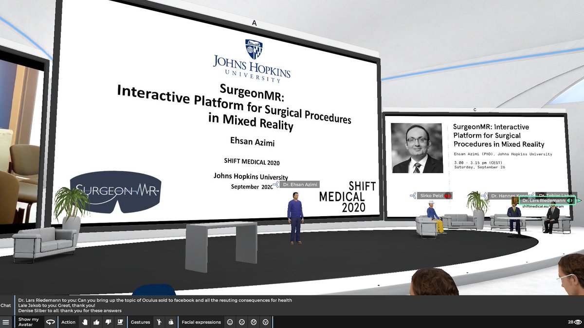 18/ Johns Hopkins University's  @AzimiEhsan talked about "SurgeonMR: Interactive Platform for Surgical Procedures in Mixed Reality"