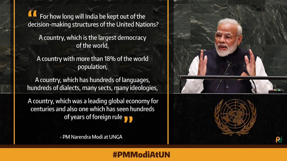 MEAIndia's tweet image. In a landmark speech at the 75th #UNGA, PM @narendramodi makes it clear - the time for reforming the @UN  is now!
#PMModiAtUN
