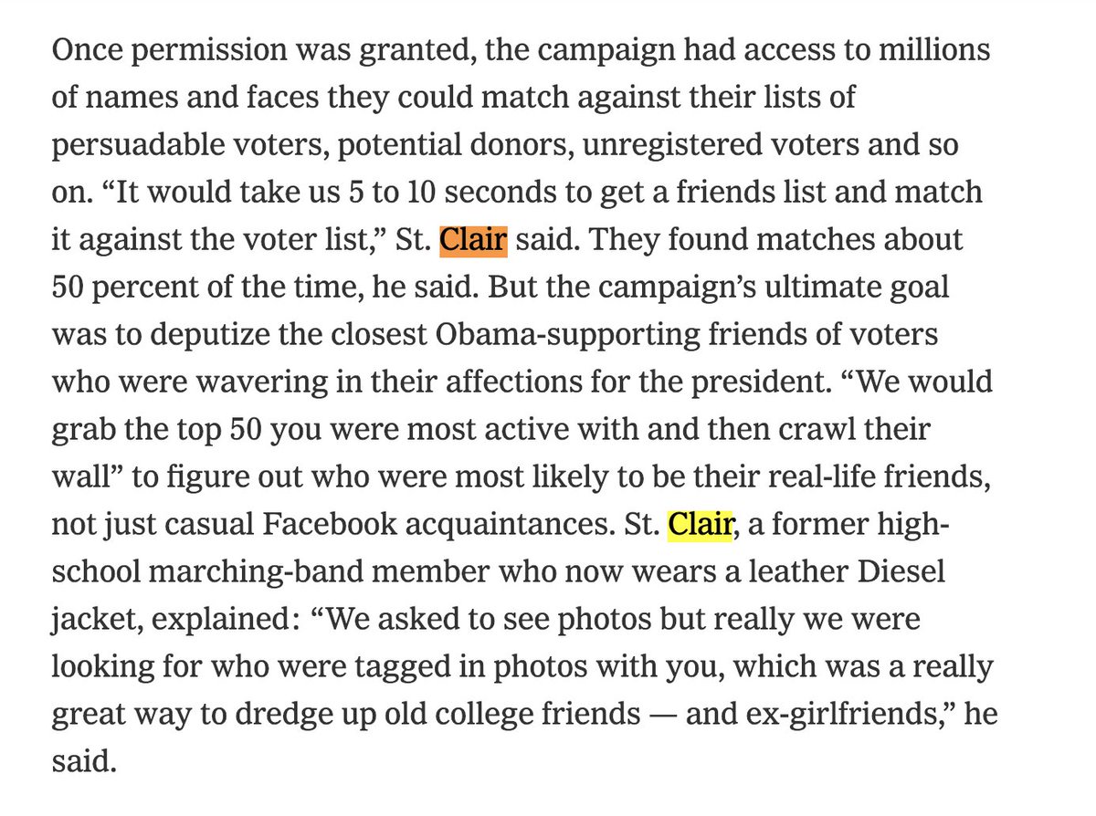 When liberals complain about FB/2016, conservatives often counter that Dems didn't have any problems w/ the company in 2012 w/ Obama's ppl Facebook would "sigh and say, ‘You can do this as long as you stop doing it on Nov. 7,’” an Obama official told the NYT in 2013.