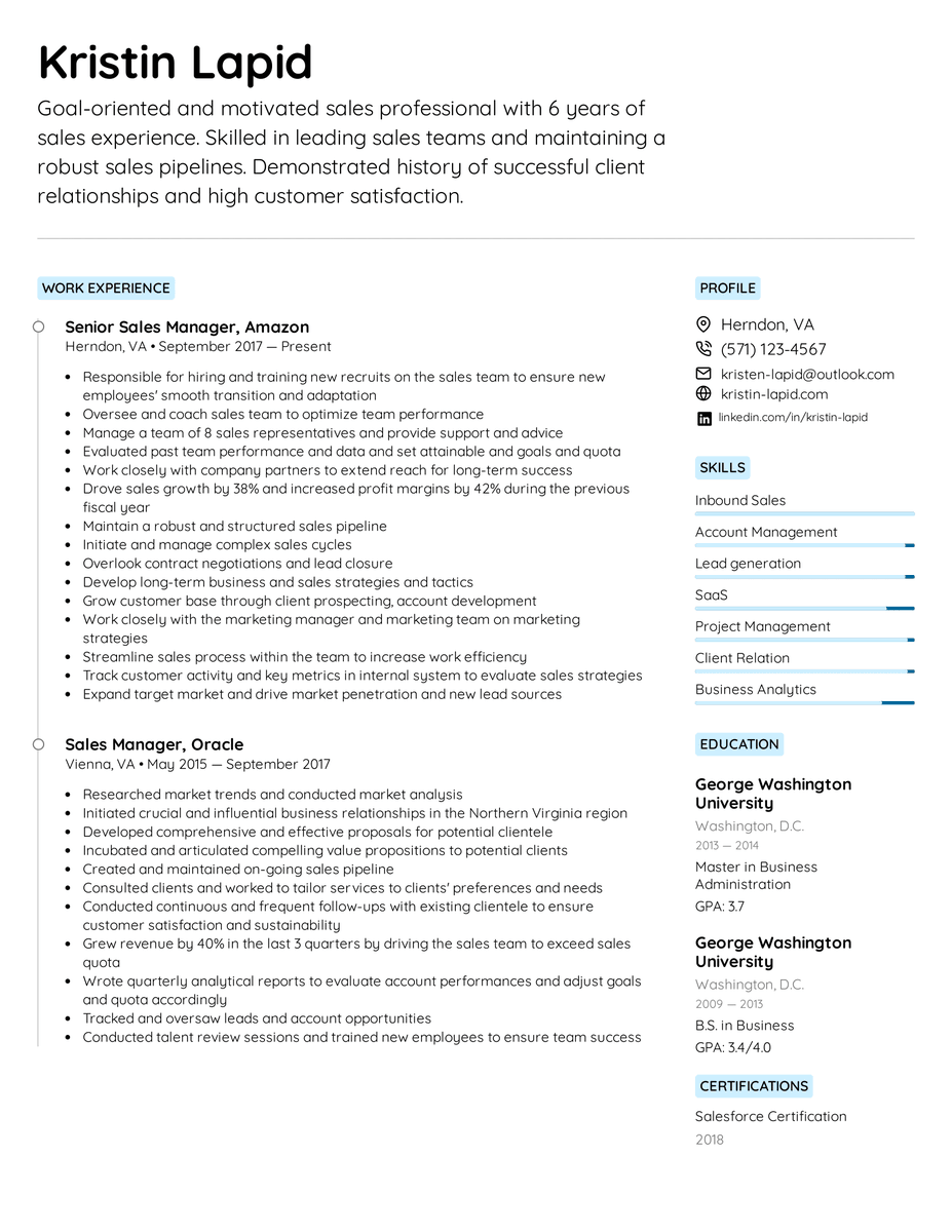 EasyResumeIO's tweet photo. One of our top tips for writing a resume as a Sales Manager is to quantify your accomplishments! Look at our guides and resume examples to see how you can do that effectively: https://t.co/K98sqRawVN

#career #internship #resume #salesmanager #sales #marketing https://t.co/dfqXIdSzY4