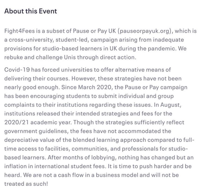pauseorpayuk's tweet photo. #Fight4Fees is a subset of @pauseorpayuk. We rebuke the marketisation of UK Higher Ed and challenge it through direct action.

☁️ 10th October 11:00-14:00
☁️ Hyde Park Speaker’s Corner 
☁️ Bring your banners and stand in solidarity!

DM for mailing list link!

☁️ #PauseOrPay ☁️ https://t.co/AaYVuliAT4