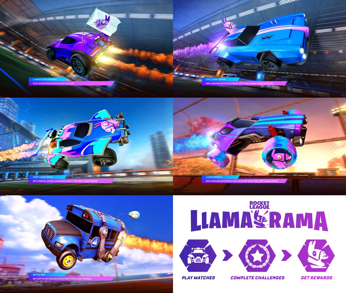Ifiremonkey On Twitter Llama Rama Fortnite X Rocket League Has Begun Hop Into Rocket League To Complete Challenges And Get Some Cool Rewards Who Knows Maybe You Ll Go Up Against Me In A