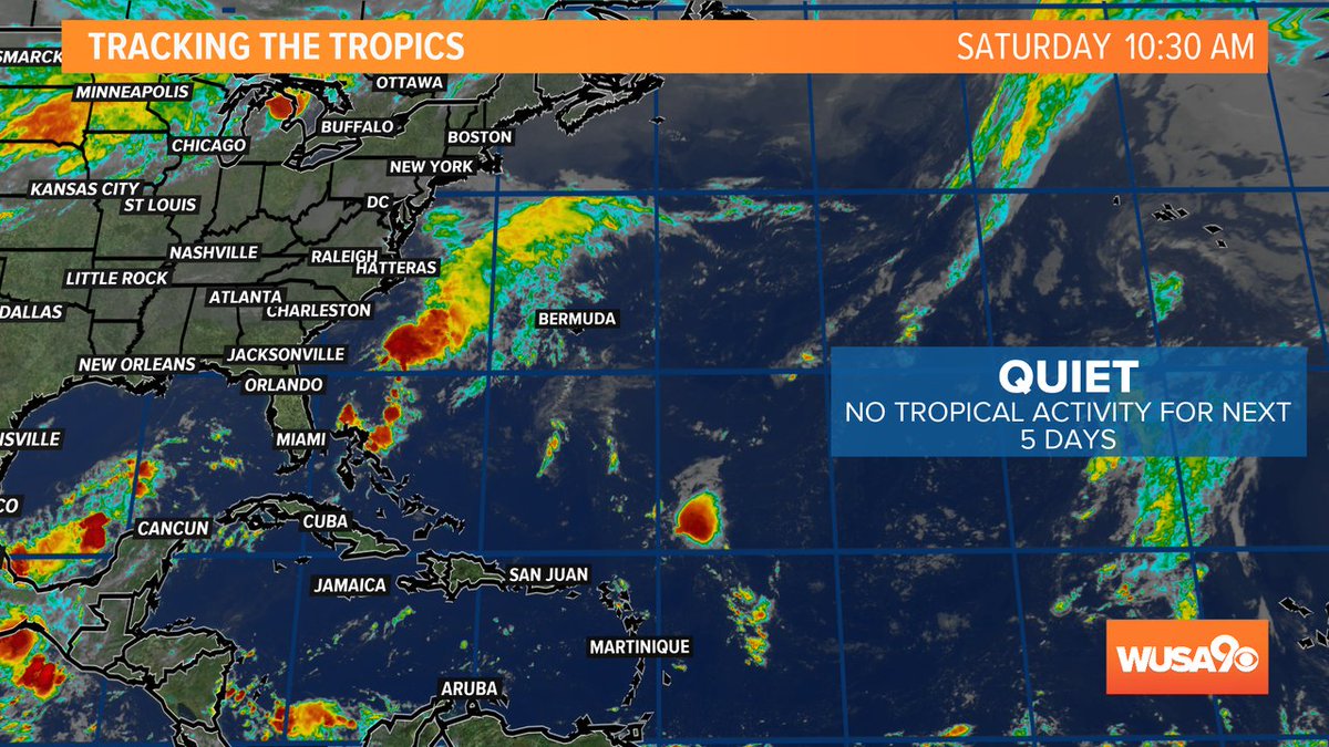 Well this is a lovely view. It is quiet in the tropics. Haven't seen a slowdown since the beginning of August. We're still in peak season and in October we typically see a the Gulf and Caribbean get active. @wusa9 #wusa9weather https://t.co/QT2tO9NTfK