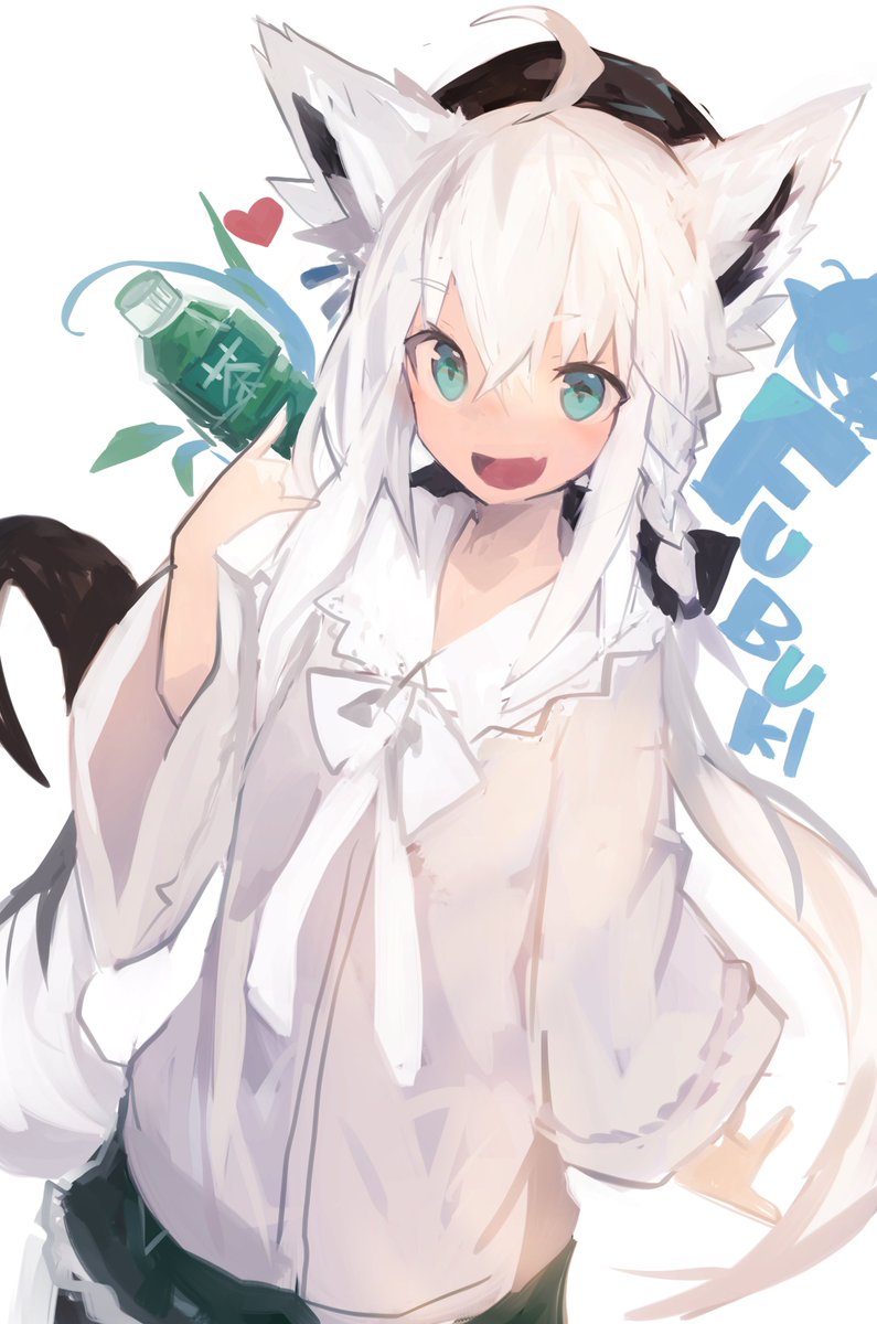 shirakami fubuki 1girl animal ears solo fox ears tail fox tail white hair  illustration images