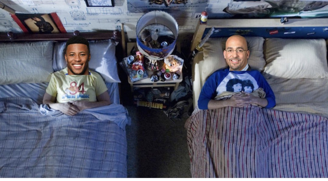 PSUBarstool's tweet photo. James Franklin offered to host Saquon at his home so #26 could help coach Penn State during spring practice. What could’ve been... https://t.co/Ez7QlcziIg