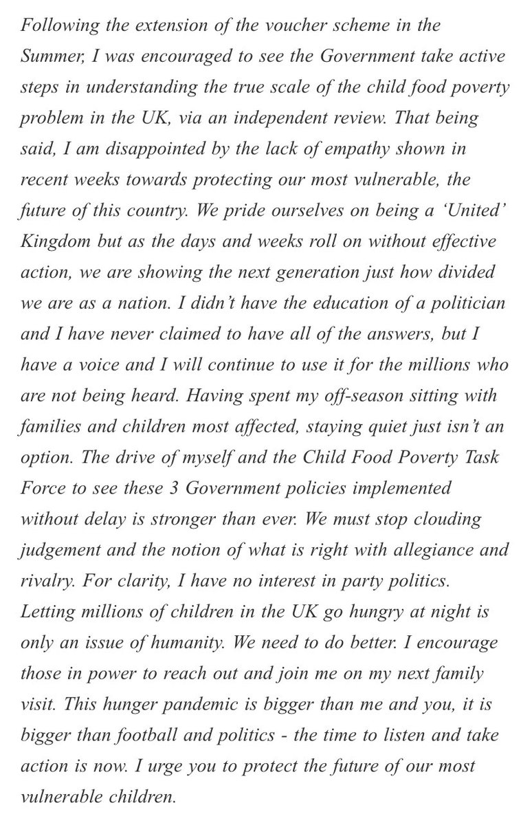 Letting millions of children in the UK go hungry at night is only an issue of humanity. End of story.

My full response to that letter below 👇🏾