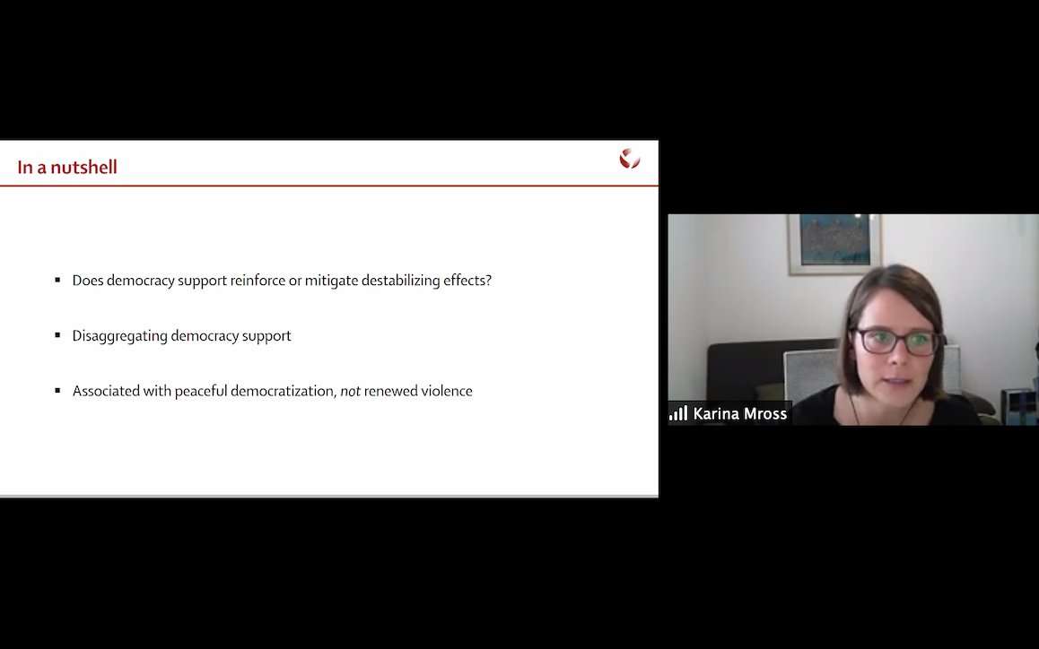 What is the relationship bt external democracy support & post-war democratisation? Combining quantitative analysis w a study on  #Liberia,  @KarinaMross explains that support can help prevent conflict recurrence, complicating & adding to the peace vs democracy debate. 17/x