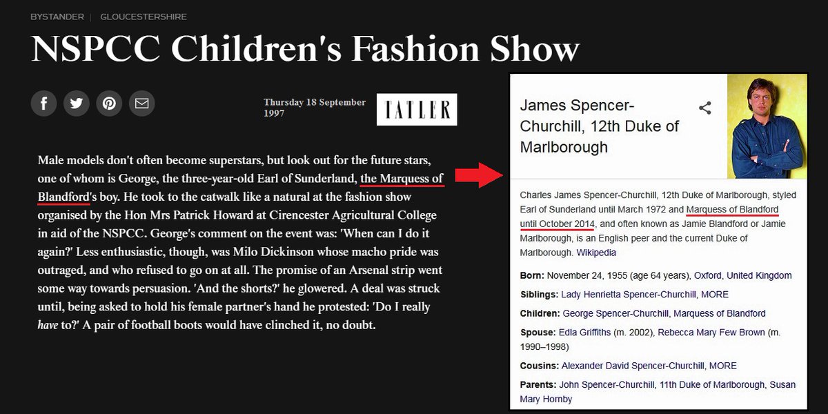 ➎➋ James Spencer-Churchill, 12th Duke of MarlboroughHis uncle Charles Hornby was a pedophile & trafficker (Playland)JSC's father hosted dinner for pedophile Michael Jackson at Blenheim Palace with guests including Rabbi Shmuley Boteach & Uri GellerJSC is on the RAINS list