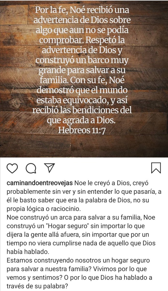 Noe obedeció por fe, no por lo que veía o por aquello que su lógica o su corazón le decían.....