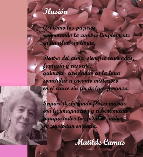 alda_pascuzzo's tweet photo. Hoy se cumplen 101 años del nacimiento de la poeta, escritora e investigadora española Matilde Camus. Les comparto el poema "Ilusión", de mis favotitos. #MatildeCamus #SeriePoesía #26sept #LaVidaEnVersos #Ilusión #26septiembre @SocPoetYEsc @poemame_poesia https://t.co/ip3SgntmeH