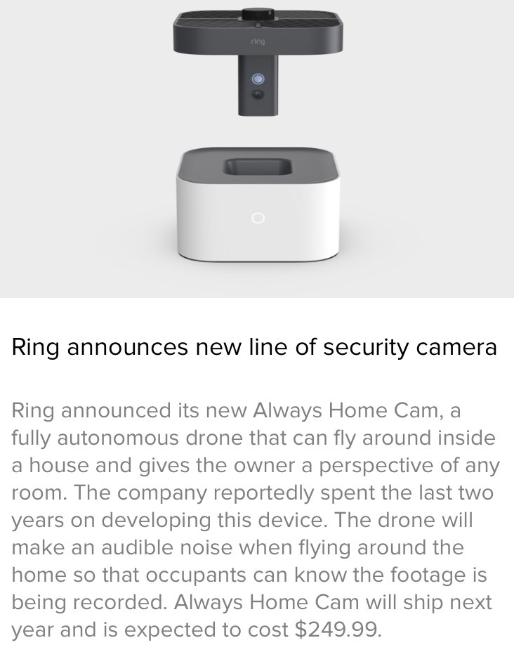 📹 Ring announces new line of security camera

Save your time by reading/listening such short news. 🗞️🎧  Download the popular TidBeats app 🚀@ tidbeats.org

#Ring #AlwaysHome #drone #cam #camera #homeautomation #security #Amazon #IoT #Innovation #FutureTech