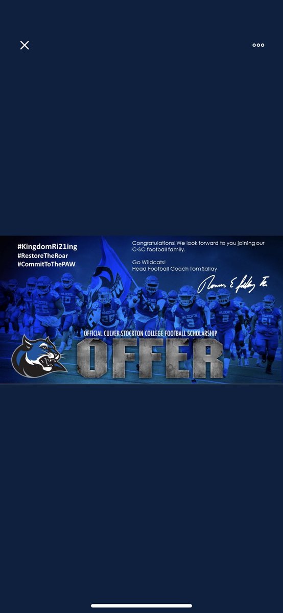 TylenHill's tweet photo. Blessed to receive my first offer from Culver-Stockton college!! @AdamSiwicki @CoachRobinBacon https://t.co/gzndPFpNAF