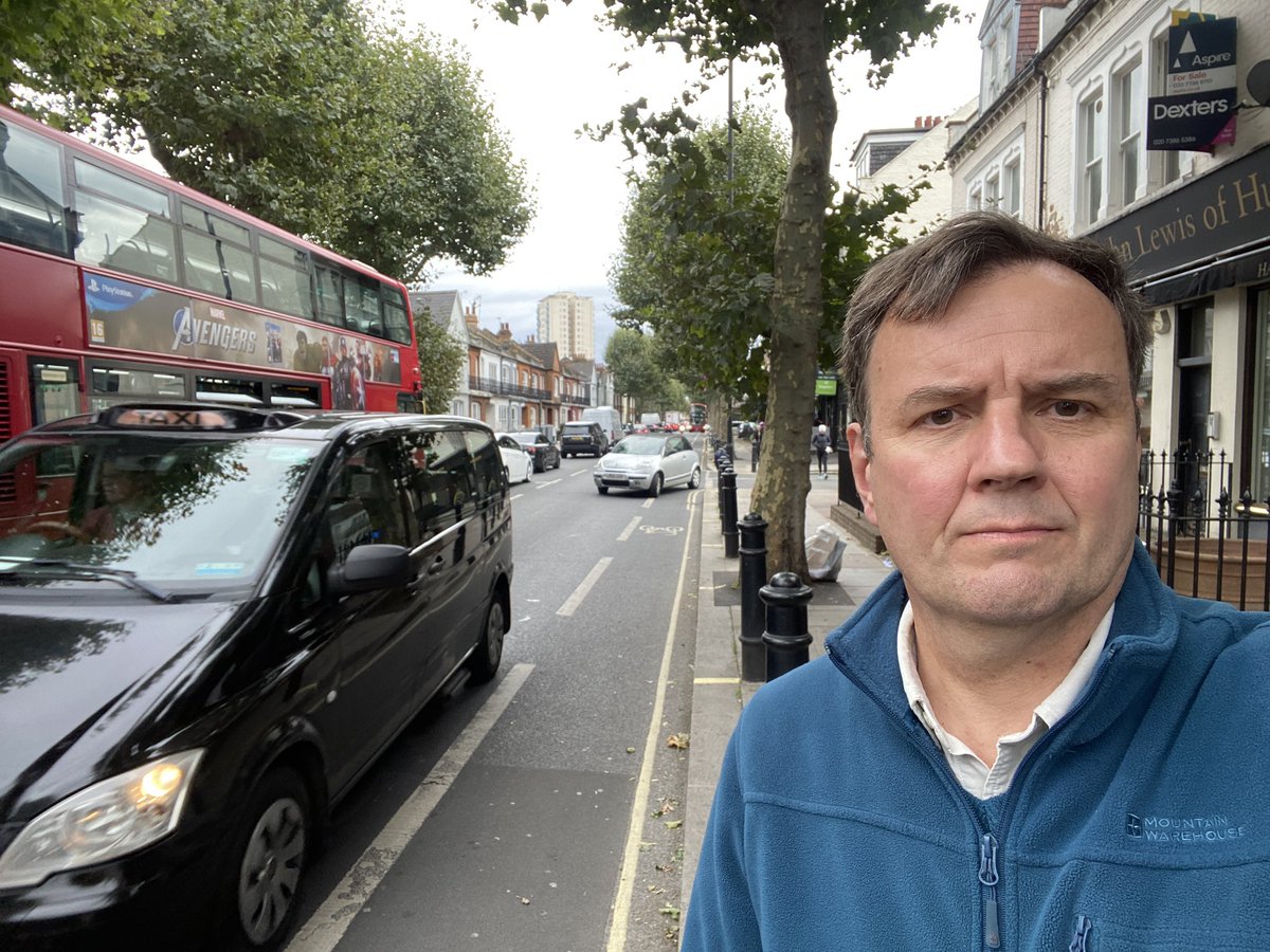 GregHands's tweet image. Saturday, 4pm. The entire length of Wandsworth Bridge Road is full of cars. Labour Hammersmith Council’s traffic displacement scheme has been a disaster for Fulham. Although a significant road, this is still a very residential street &amp;amp; air quality is dreadful.