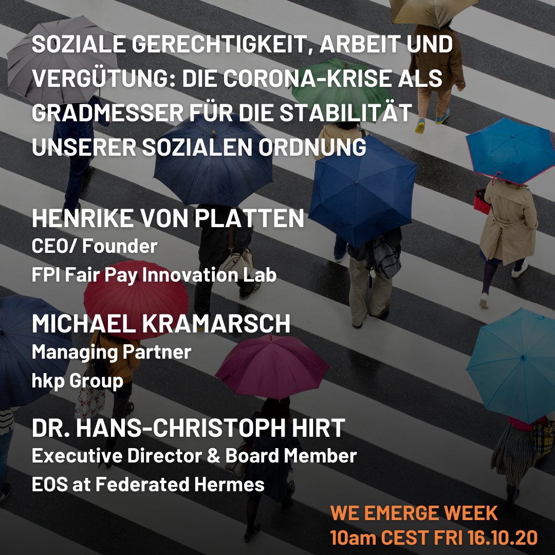 thedo_world's tweet photo. How do work and remuneration relate to social justice? Sign up for our #weemergeweek German-language roundtable with Michael Kramarsch (@hkp_group), Dr Hans-Christoph Hirt (@EOSFedHermes ) & @henrikeVplaten (#fairplayinnovationlab) https://t.co/6ZeTevRvUr https://t.co/Nl0gUxMVY1