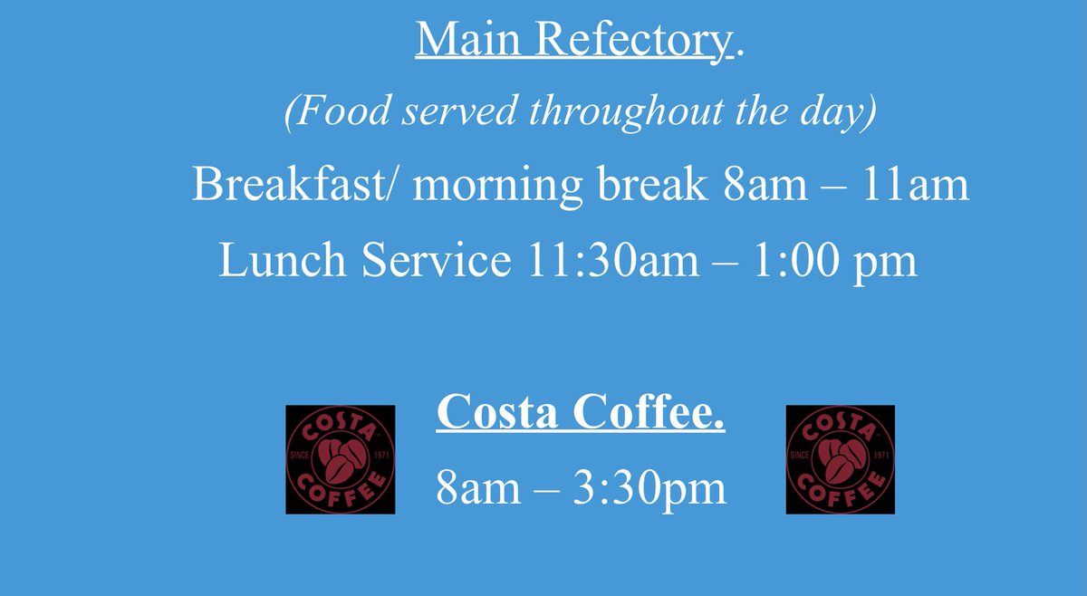 CTLBilborough's tweet photo. Still enjoy the amazing food on offer @BilboroughCol throughout the college in the main refectory &amp; Costa! 
In a #covidsecure environment. https://t.co/TgRQtP1Fle