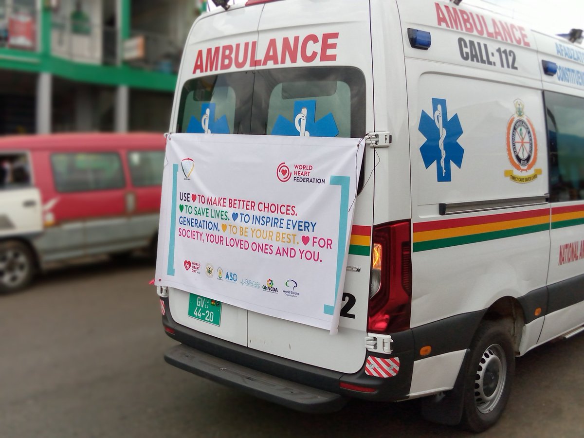 adadams10's tweet photo. World Heart Day 2020
#CVD and Strokes are medical emergencies. The National Ambulance Service Joined in the awareness creation.
#UseHeart #BeatHeartAttack and CVDs in Ghana
@worldheartfed @NCDGhana @mohgovgh @health_ghs @DSD_GHS @AfricanStroke @WorldStrokeOrg @WHO @officeofJJR https://t.co/ZhsMPJ7ifL