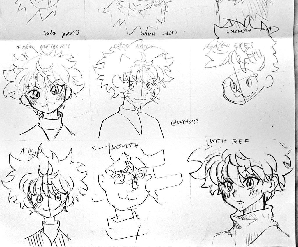 #challengechallenge with killugon on paper... From memory, left hand, closed eyes, 1min, w my mouth, w ref (say aye if u were there!) #hxh 