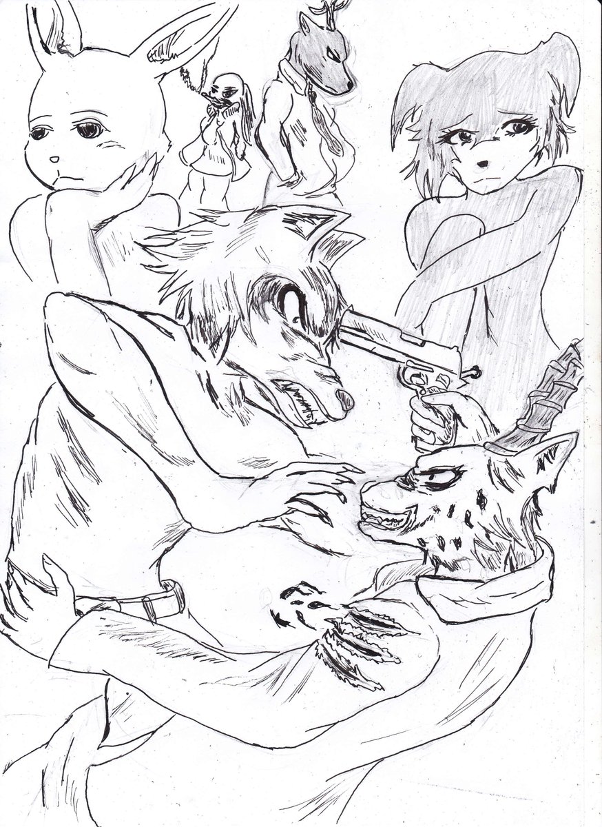 ルナルミア ロスガル になるピンクキツネ ビースターズ ファンアート レゴシvsメロン 最終戦 最終回 楽しみやら 寂しいやら 超感動 ビースターズ Beastars Beastars ケモノ Furry アナログ絵 レゴシ メロン ハル ジュノ ルイ キュー