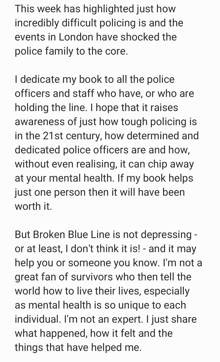 AliLivingstone1's tweet photo. After almost two decades of front line policing I've left the job. I've written about my experiences and given an insight into how tough policing is and how it ultimately broke me
I'd be humbled if you could retweet and spread the word.
#BrokenBlueLine @BullshirePolice https://t.co/buhdGFLU5t