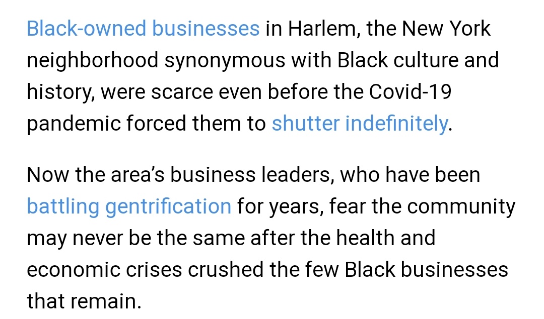 Harlem is fighting to save its remaining Black-owned businesses.  #SupportBlackBusinesses  #COVIDSmallBusinessCrisis  https://ktvz.com/money/2020/09/01/harlem-is-fighting-to-save-its-remaining-black-owned-businesses/