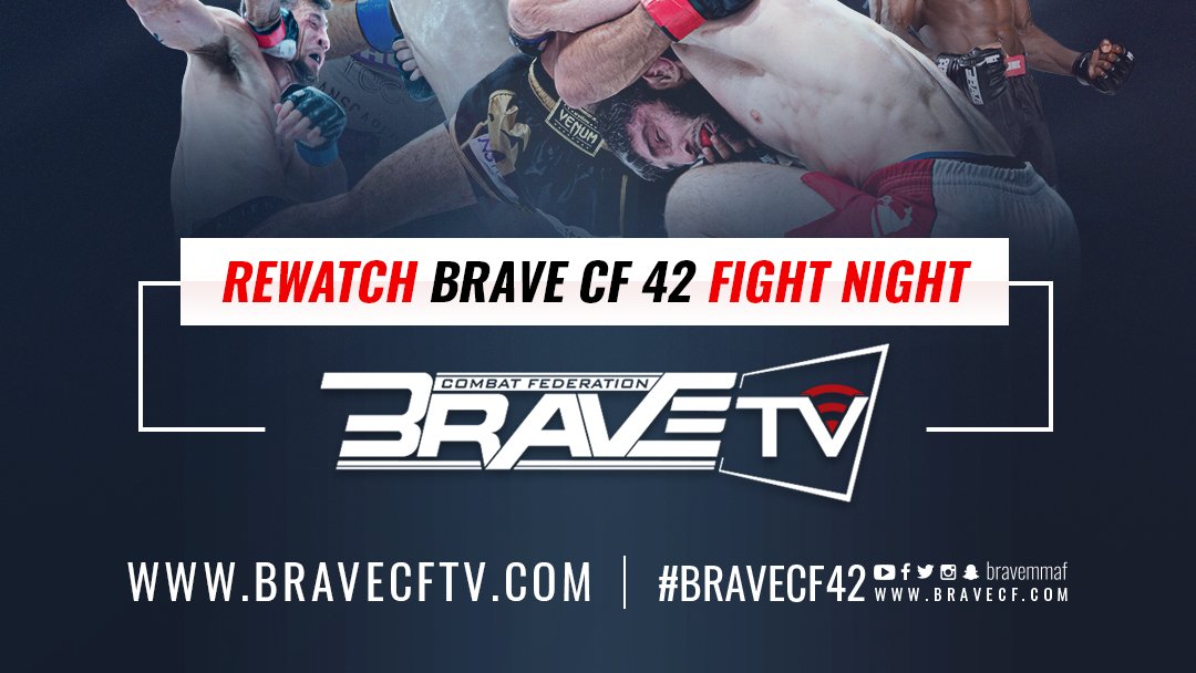 bravemmaf's tweet photo. If you missed BRAVE CF 42 fight night or want to re-watch your favorite moments from the fight night click the link below.
#BRAVECF42 free on https://t.co/OpCDyk9cxj
#BRAVECF #KombatKingdom https://t.co/XDE9cYHKLc