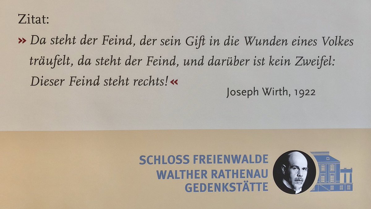Sie sind nicht wieder da - sie waren nie weg.
"Da steht der Feind, der sein Gift in die Wunden eines Volkes träufelt, da steht der Feind, und darüber ist kein Zweifel: Dieser Feind steht rechts!"
Joseph #Wirth 1922 auf der Trauerfeier für den ermordeten Walther #Rathenau.
