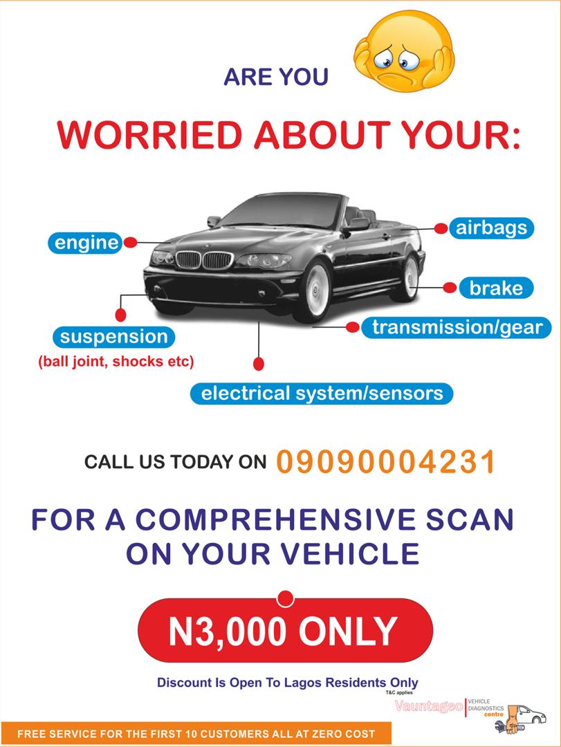 TrafficChiefNG's tweet photo. Worried about the performance of your Car?
Don't be. Just reach out to @VVDC_CarFix and they'll detect the fault in less than 5 mins!
Give them a call TODAY: 09090004231
#VehicleScan #VehicleDiagnostics #FreeOnlineConsultation #Akoka #Yaba #Gbagada #Ikorodu https://t.co/cRJP6E2cKz