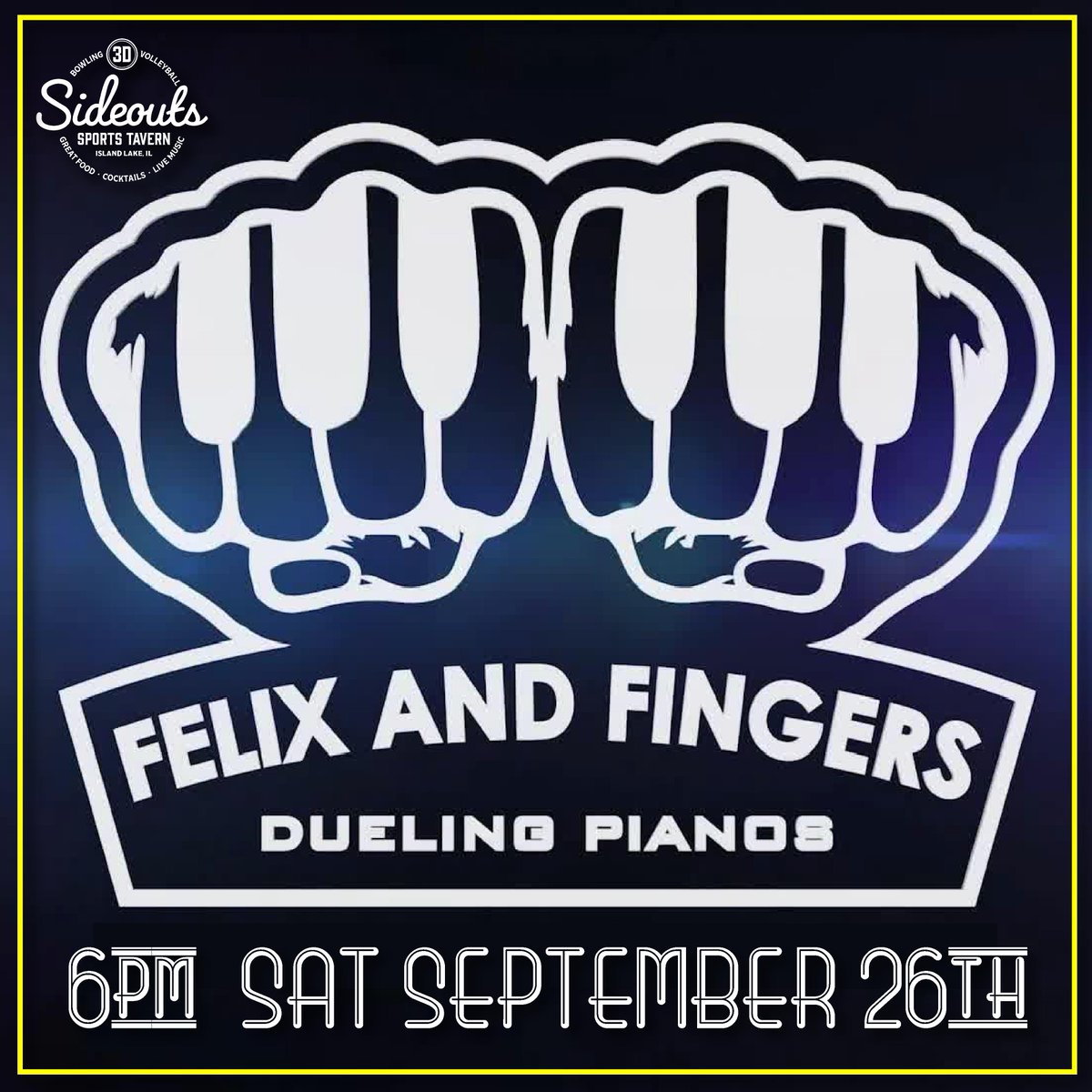 Back by popular demand..again are the amazing @Felix and Fingers Dueling Pianos! Interactive, fun and high energy. You won't see the same show twice! #sideouts #sideoutssportstavern #sideoutssummerstage #islandlake #comeplaywithus #livemusic #duelingpianos #saturdaynight