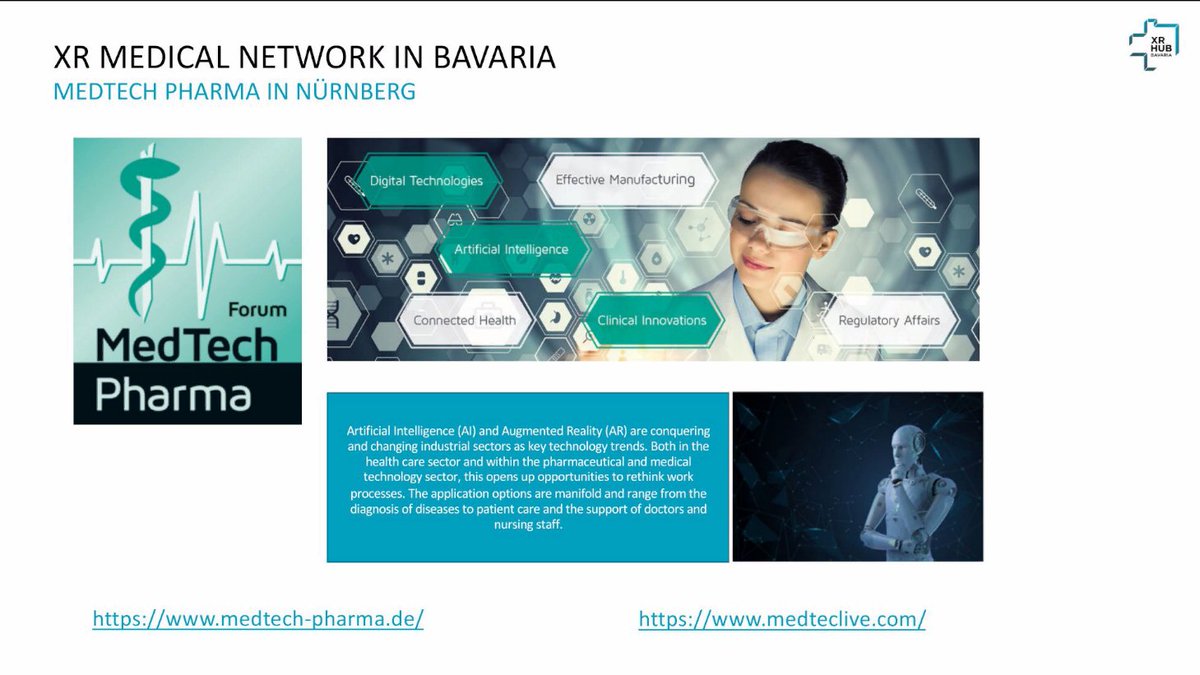 31/  @petradahm & Julia Wittmann talked about  @xrbavaria, their 3 XR Hubs2, their medical network, medical conference, and health hackers. https://xrbavaria.de/  https://www.medteclive.com/  https://www.healthhackers.de/ 