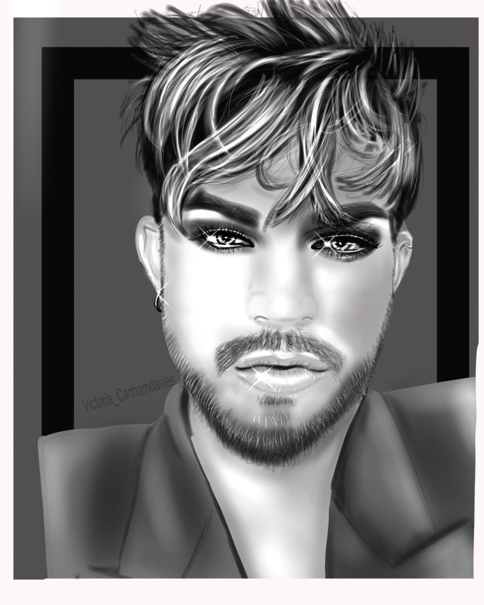scallywagsmum's tweet photo. Spent all day redoing this one ....and I'm over the moon with it, so glad i did it in black n white ...hope #AdamLambert  gets to see this one , if it's the only artwork of mine he ever sees im hoping it's this one ..
Stay safe 
Have a great weekend
#qal 
#glamberts 
#digitalart https://t.co/Ngm1pBCbKM