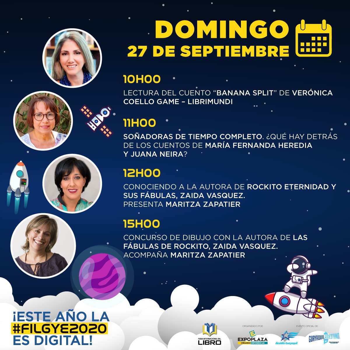 LibroGuayaquil's tweet photo. ¿Qué hay para las niñas y niños en la #FILGuayaquil2020? Conéctalos a la lectura en este 2020. 

Mira el cronograma completo en: https://t.co/28RPmy5T0Z https://t.co/mtejeGNtxC