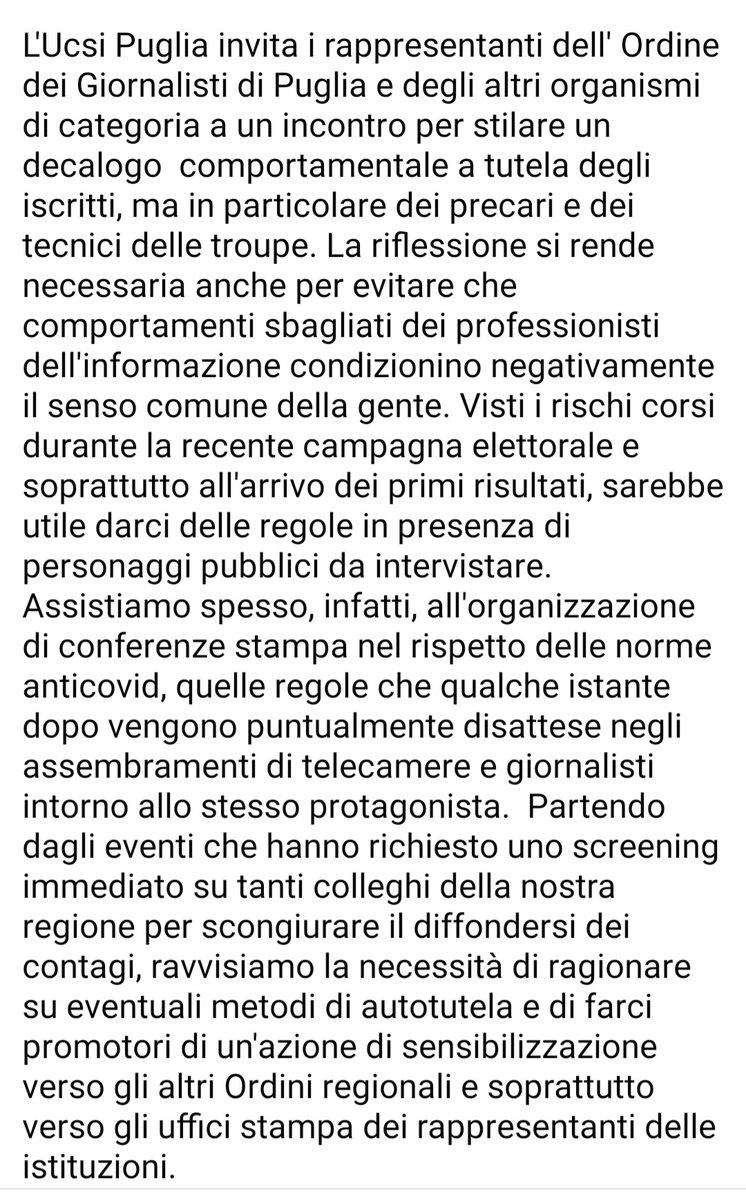 grazie all'Ordine dei giornalisti Puglia per aver prontamente colto l'invito dell'Ucsi Puglia