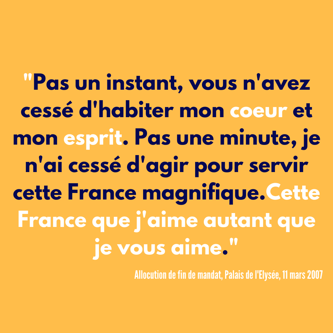 Malgré ses paroles souvent amusantes, parfois touchantes et sincères, Chirac savait aussi parler aux Français. Pour conclure ce thread, nous ne pouvons que rapporter ces derniers mots aux Français en tant que président :