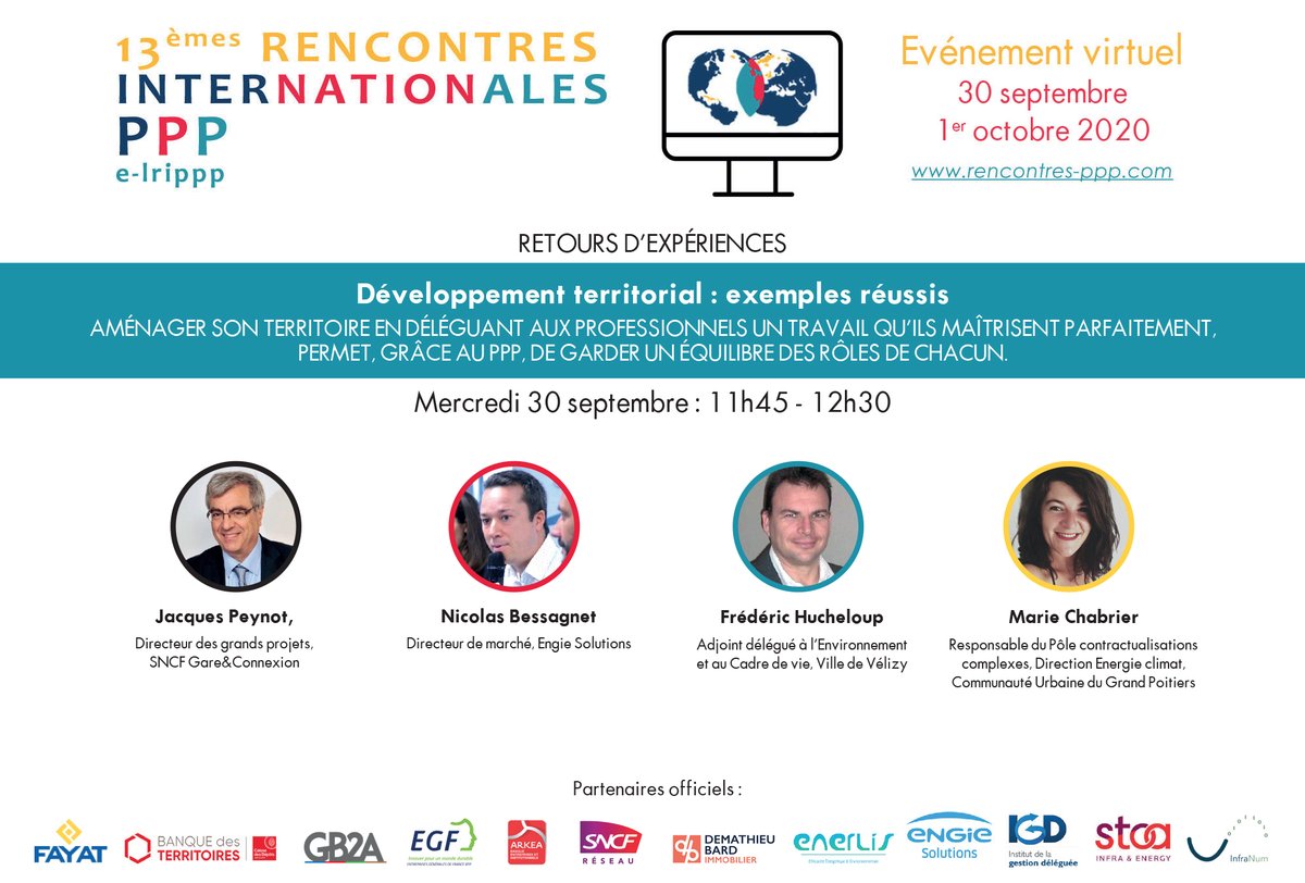 Club_des_PPP's tweet photo. J-4 #lrippp 
Une table ronde dédiée aux retours d'expériences et développement territorial réussi 👇
@JacquesPeynot 
@fredhuch
@MarieChabrier1 https://t.co/nYXbEs1wLO