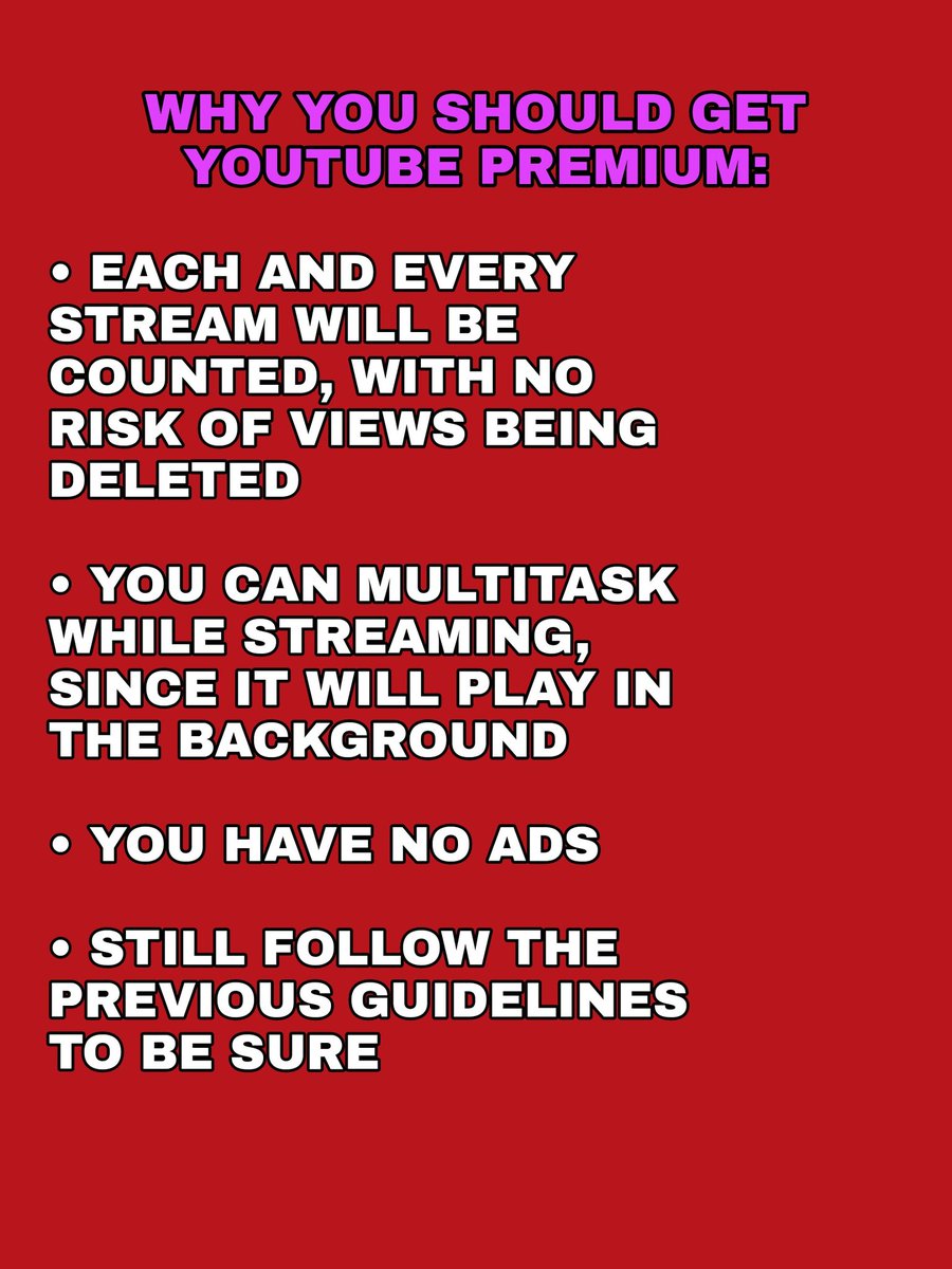  Now, I don't see many people talking about this but having Youtube Premium has a lot of perksIf you don't have Youtube Premium please use a spare email account and use the free month trial, then you can cancel the subscription before the month expires