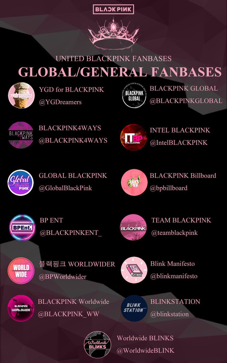 Thanks to everyone who sent me helpful information via dms Here's a list of  @BLACKPINK fanbases to always be updated