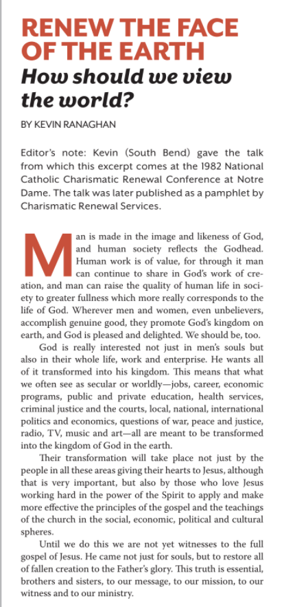 The speech was from 1982, but it ran in the "Late Spring 2017" magazine. Barrett was nominated for the 7th Cir. at the same time, in May 2017. https://web.archive.org/web/20190107071327/https://peopleofpraise.org/media/pdf/V&B%20Late%20Spring%202017%20web%202_ZXr0eZb.pdf#page=13