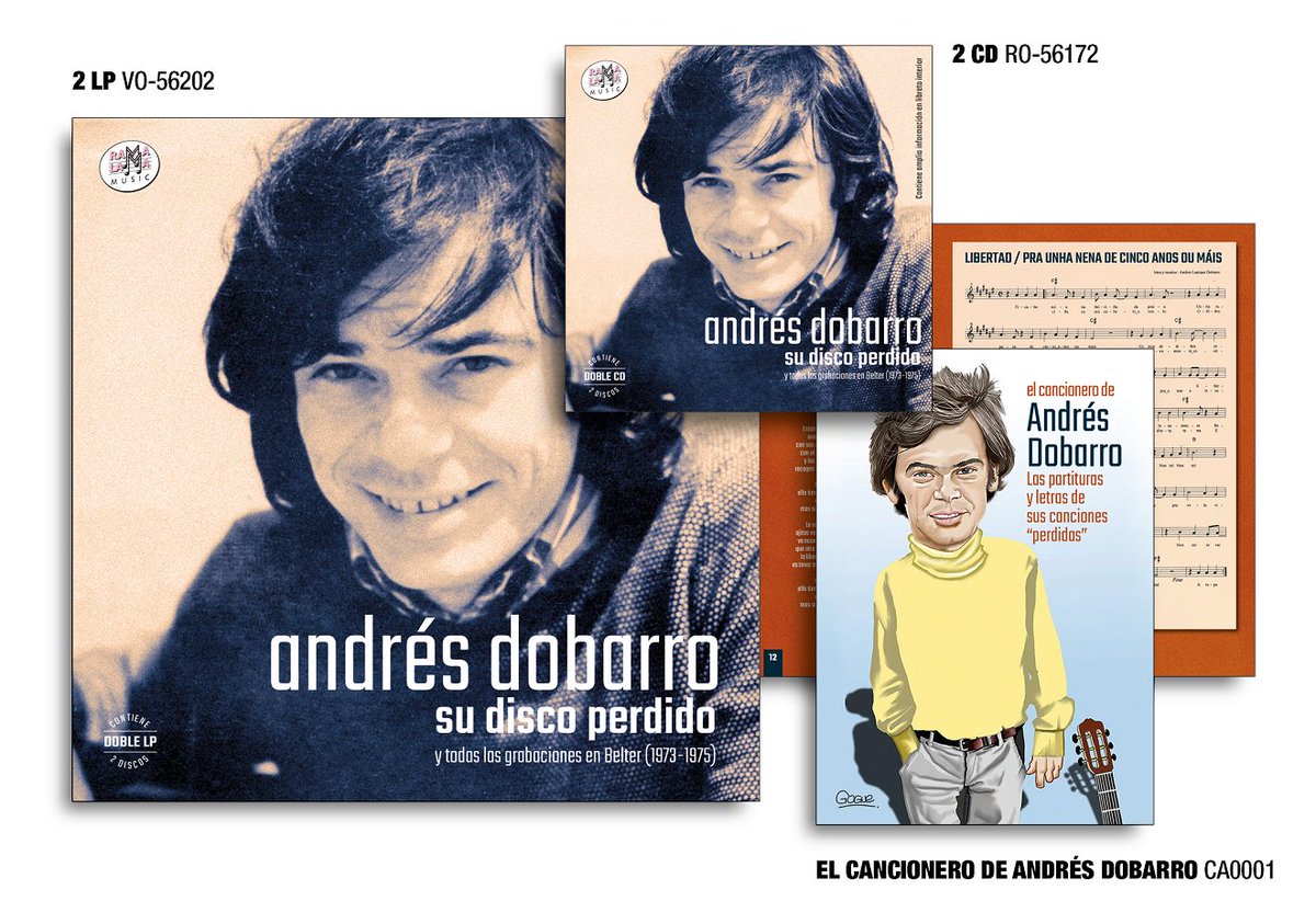 Todas las grabaciones en Belter de Andrés Dobarrro, y parte de su disco perdido.
Y con el doble LP (sólo las primeras 100 unidades) te llevas de regalo el cancionero de los temas nuevos .
#andresdobarro #dobarro #ramalamamusic

ramalama.es/vinilos/629-do…