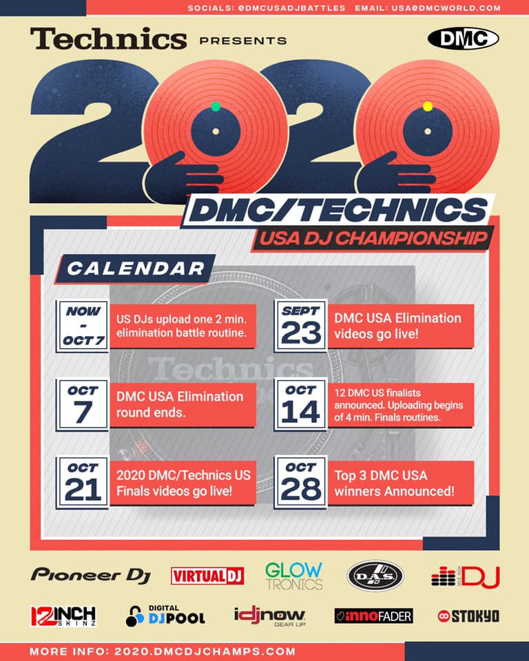ScratchMiami's tweet image. 2020 @DMCUSADJBattlesUSA DJ Championship presented by @technics! 2020.dmcDJchamps.com.  Official mixer: @PioneerDJglobal. Supported by @VirtualDJ @dasaudio @12inchskinz @digitaldjpool @Innofader @STOKYO + Glowtronics + Mile High DJ Supply @DMC_DJ_Champs