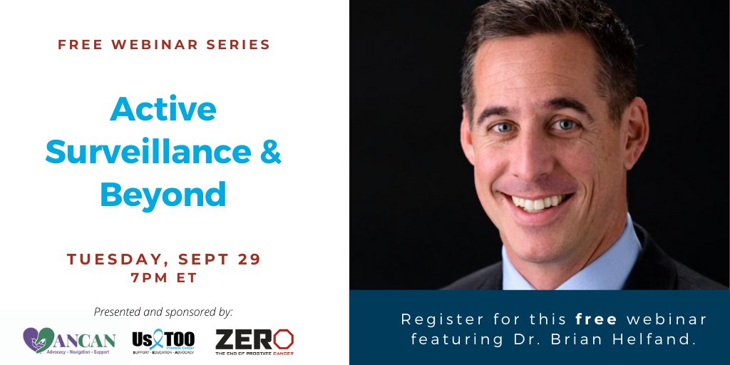 ZERO Prostate Cancer (@zerocancer) on Twitter photo Join Dr. Brian Helfand for Active Surveillance & Beyond, the second of 4 webinars for men with #prostatecancer. In this Sep 29th webinar, Dr. Helfand talks about genomic and #genetictesting for the #activesurveillance community.
REGISTER: bit.ly/3f3J8Tq <a href="/ancan501c3/">AnCan Foundation</a> #PCAM Join Dr. Brian Helfand for Active Surveillance & Beyond, the second of 4 webinars for men with #prostatecancer. In this Sep 29th webinar, Dr. Helfand talks about genomic and #genetictesting for the #activesurveillance community.
REGISTER: bit.ly/3f3J8Tq <a href="/ancan501c3/">AnCan Foundation</a> #PCAM