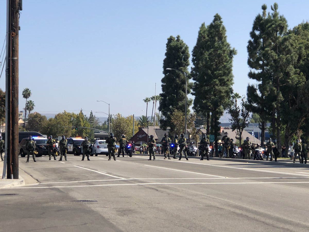 The protesters on both sides have largely dispersed as ordered. Whether they went anywhere else, I don’t know. Imperial Highway is closed in the 18000 block.