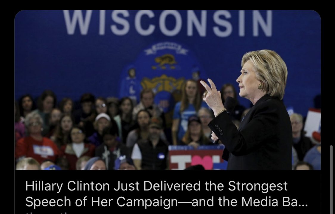 "In a single term, the Supreme Court could demolish pillars of the progressive movement. ... you should care about who wins the presidency and appoints the next Supreme Court justices.”—Hillary Clinton, March 30, 2020A speech in WISCONSIN that most national media ignored. 10/