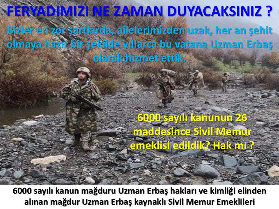 Aysun71601318's tweet photo. #TEKNOFEST2020
#UzmÇvşlarKırgın
#6000SylKanunMagduruUzmCvslar 
ASKERİN FERYADINI DUYUN LÜTFEN BU ASKERLER, 6000 SAYILI KANUN MAĞDURU KAHRAMAN UZMAN ÇAVUŞLARDIR
Bizler sizden bir şey istemiyoruz.
Bizler görev yaptığımız uzman çavuş görevimizin karşılığını istiyoruz.
HAK İSTİYORUZ https://t.co/vQ7axL7kse