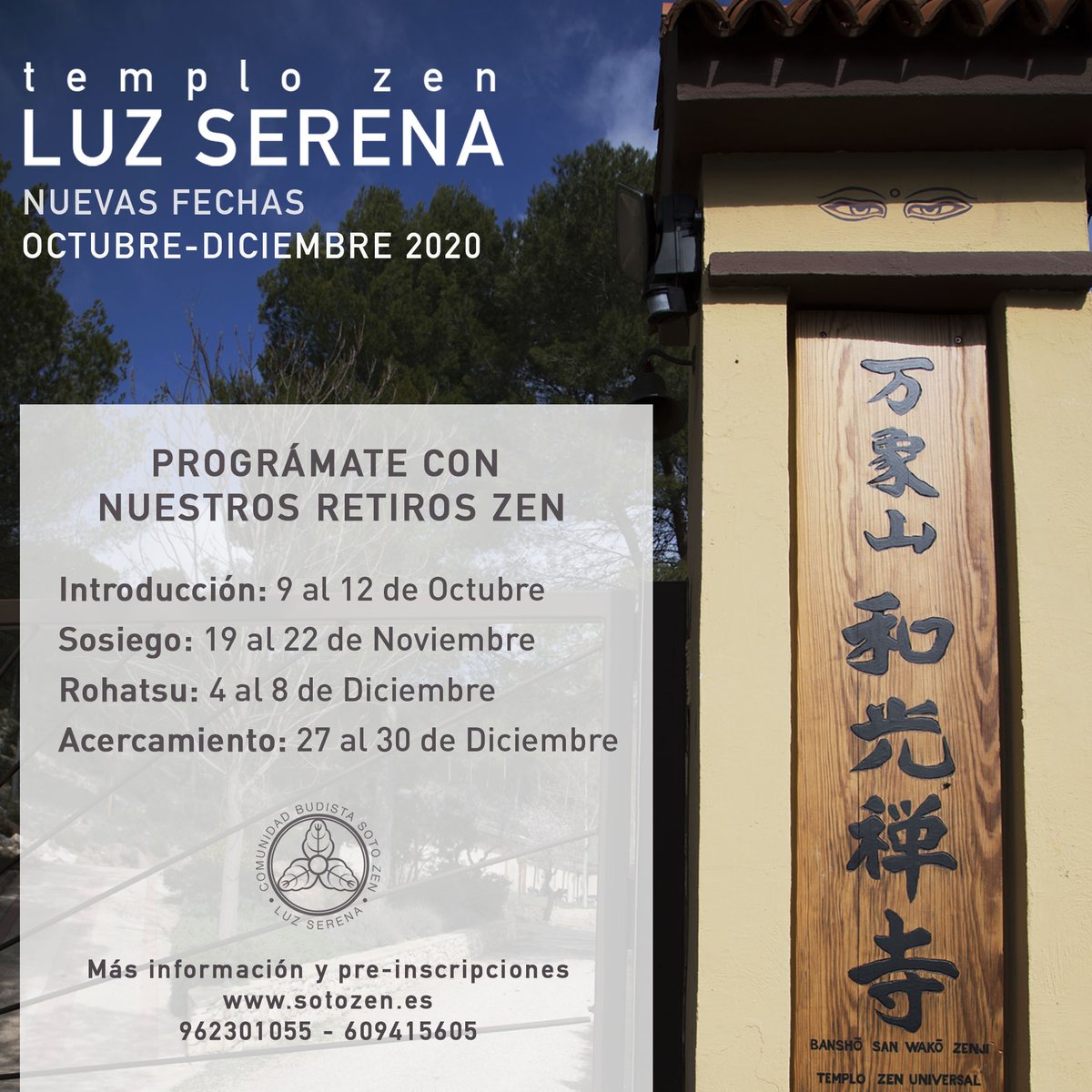 sotozen_es's tweet photo. Conoce la nueva programación: https://t.co/yMksBR3xCR
Hemos limitado el aforo de los retiros atendiendo a las medidas sanitarias y garantizar el bienestar de todos. #espaciocovidfree
#CBSZ #dokushovillalba #samuelsoriano #sotozen #retirosdemeditacion #meditacion https://t.co/Ile6GppRoZ
