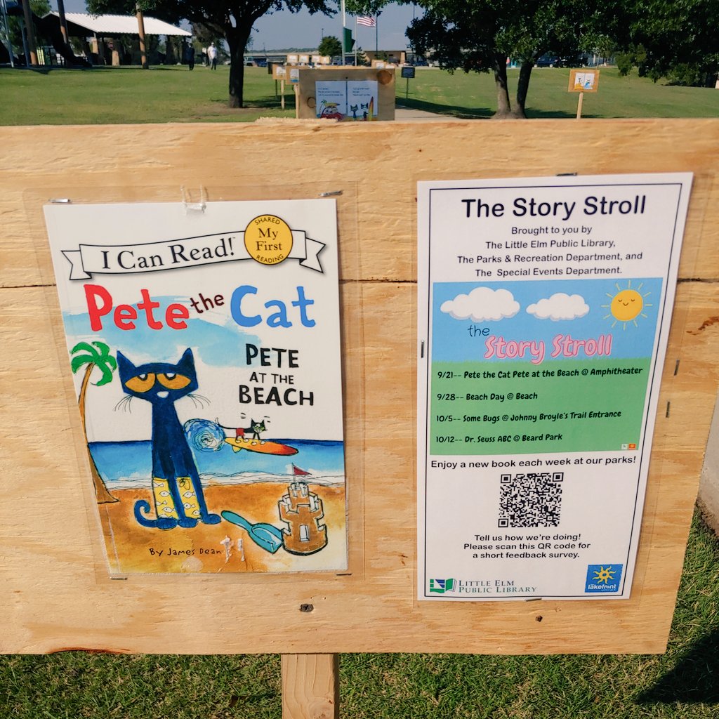 MrsKHolt4's tweet photo. After my son's soccer game we saw this #storystroll put up at the park by @LittleElmLib. @springer_claire  and @McWilliamsMike1, it would be AWESOME to do this around the courtyard at @SavannahElem380! What do you think? https://t.co/khGhABG7Hc