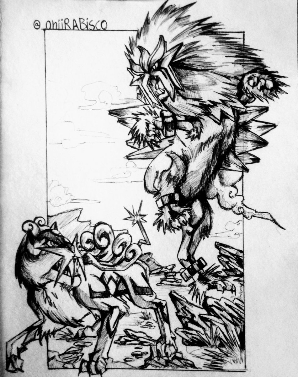 cicelio's tweet photo. Eiten vs raiku #pokemonart #raiku #Eiten #fanart #sketch #inktober2020 #sketchbook2020 #inkpainting #nanquim #otakubr https://t.co/HqicqP2zNR
