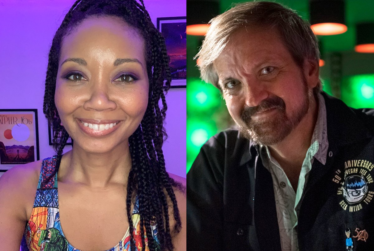 2) Hosts  @AlizaPearl and  @larrynemecek kick us off! Aliza is our Captain Georgia Thompson and co-director, known for  @StreampunksRPG,  @BloodVoidRPG, and  @WomenAtWarp. Larry is "Dr. Trek" himself, creator of Larry Nemecek's  #Trekland and  #Portal47!