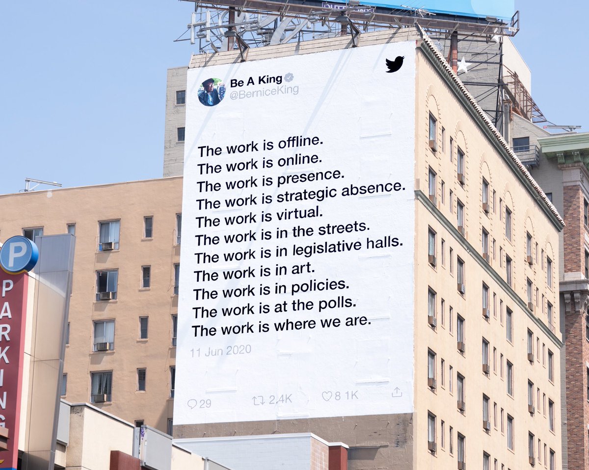 The work is offline.
The work is online.
The work is presence.
The work is strategic absence.
The work is virtual.
The work is in the streets.
The work is in legislative halls.
The work is in art.
The work is in policies.
The work is at the polls.
The work is where we are.
