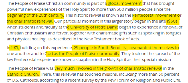 Lots of good information here. They're contextualizing themselves as part of the Pentecostal movement by name, were there at the start of the spread out of the Pentecostal denominations and into wider Christian, and they're taking credit for it.Again, not secretive.